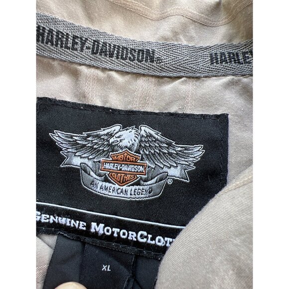 Harley-Davidson Mens XL Short Sleeve Button-Up Shirt Beige W3 - Picture 4 of 6